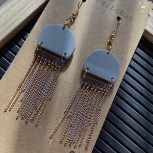 Polymer clay Blue chain earrings